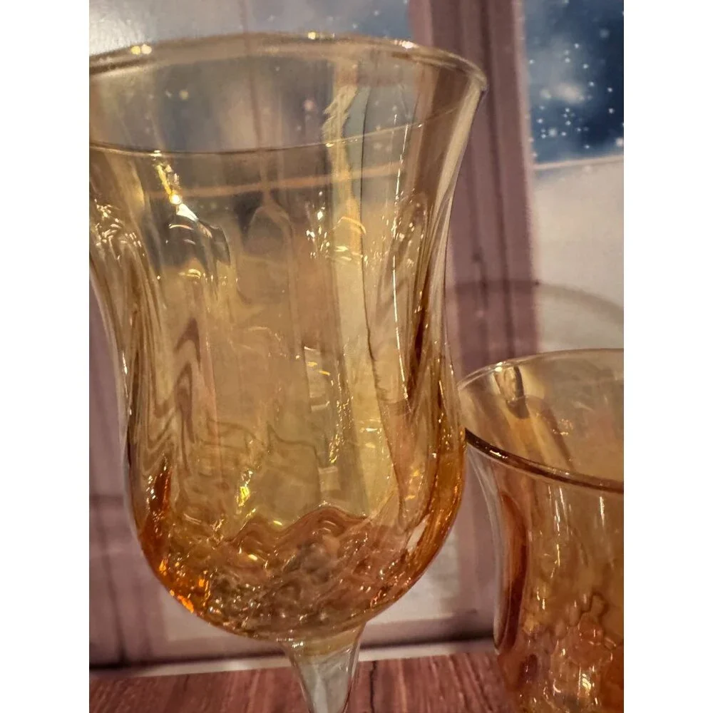 🍷 European Vintage Optic Swirl Pastel‎ Wine Glasses – Set of 6